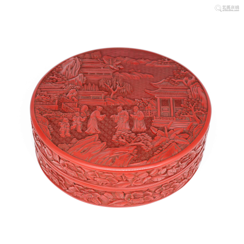 A CHINESE CARVED CINNABAR LACQUERED …
