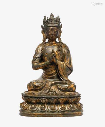 A CHINESE COPPER BUDDHA STATUE OF MAH…