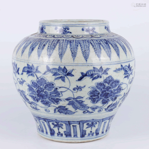 A CHINESE BLUE AND WHITE FLORAL POR…