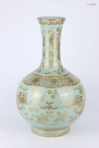 A CHINESE TURQUOISE GLAZED GILT …