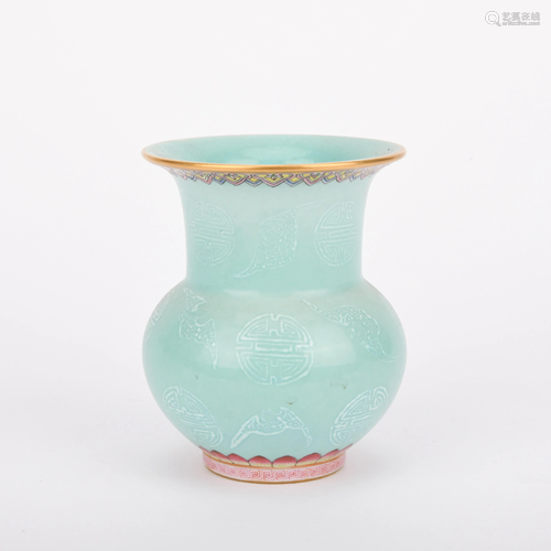 A CHINESE GREEN GLAZE HAPPINESS AND L…