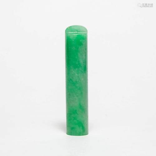 A CHINESE JADEITE TUBE ORNAMENT