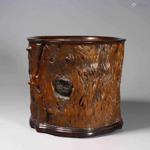 A CHINESE CARVED BURL…