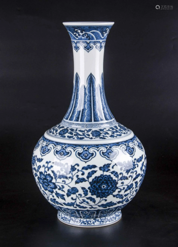 A CHINESE FLORAL BLUE …