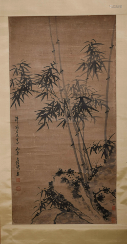 A CHINESE BAMBOO PAINTING, LUO…