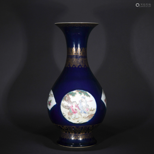 A CHINESE ALTAR BLUE GLAZE GILDED FAMI…