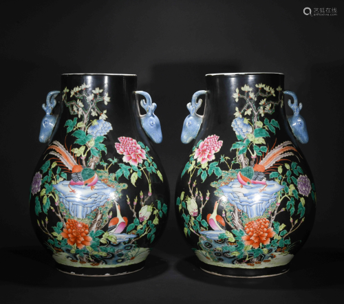 A PAIR OF CHINESE TRI-COLORED WITH INK B…