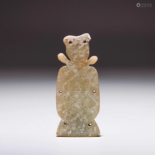 A CHINESE JADE FIGURE ORNAMENT