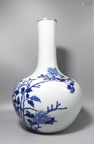 A CHINESE FLORAL BLUE …