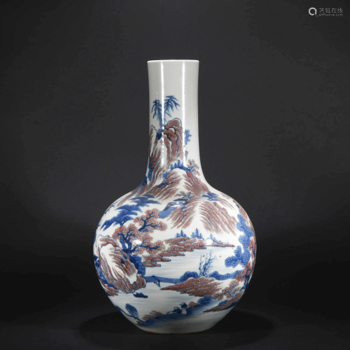 A CHINESE BLUE AND WHITE ADD PURPLE …
