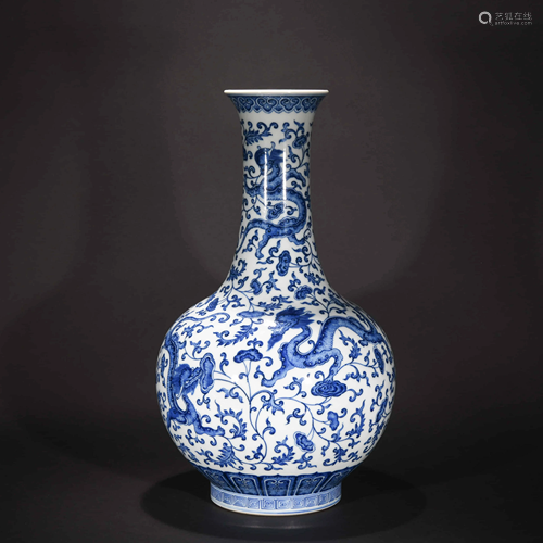 A CHINESE DRAGON PATTERN BLUE …