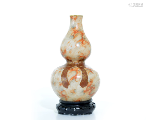 A Chinese Famille Rose Gourd Vase
