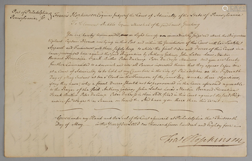 Francis Hopkinson signed document, Clement…