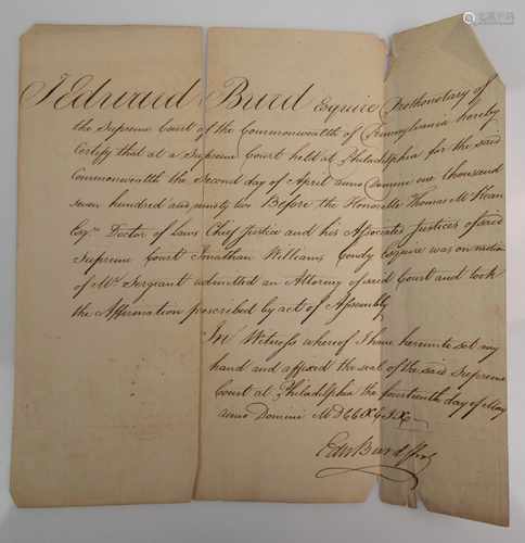 1792 PA Supreme Court Document, Edward B…