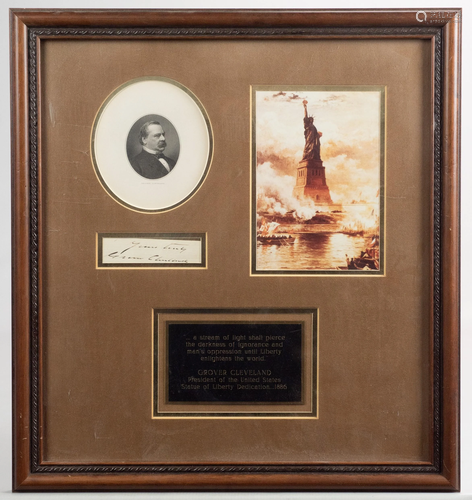 Grover Cleveland signature, framed with St…