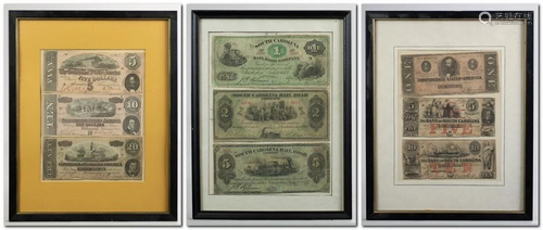 (9) Confederate Currency Notes, Bank of S…