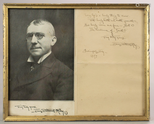 James Whitcomb Riley Handwritten Signed …