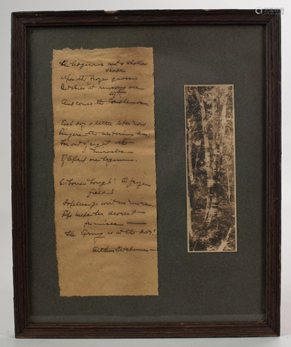 Arthur Ketchum signed handwritten poem