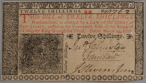 New Jersey Twelve Shillings Colonial Currency…