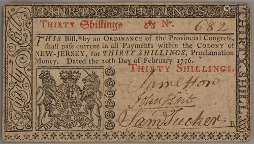 New Jersey Thirty Shillings Colonial Currency…