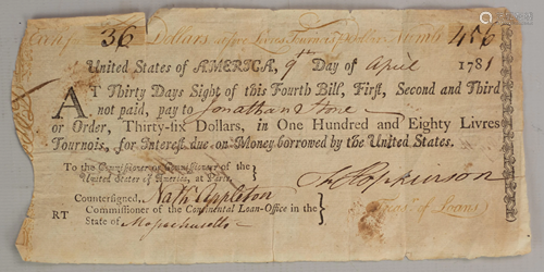 1781 Underground Railroad Rev War Note, s.…