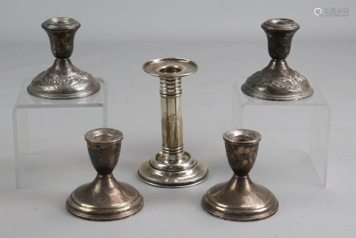 (5) Sterling and Silver Weighted Candlesticks