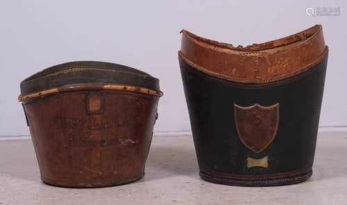 (2) Leather hat boxes