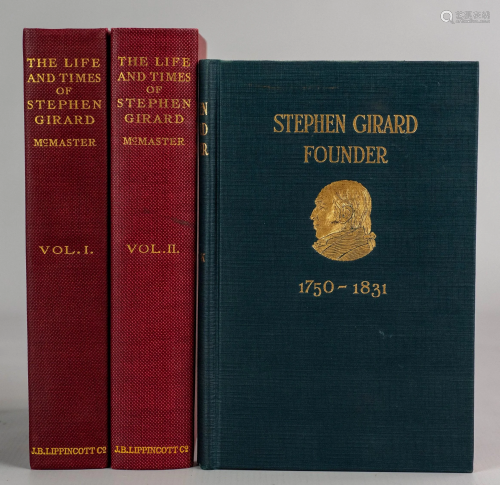 3 Vol on Stephen Girard, Founder, Ex Libris …