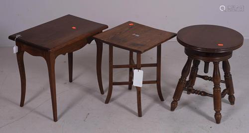 Oak side table, Victorian style piano stool