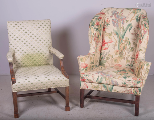 (2) Chippendale mahogany armchairs