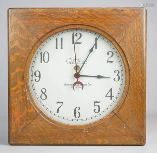 Oak Telechron Slave Time Clock, 16