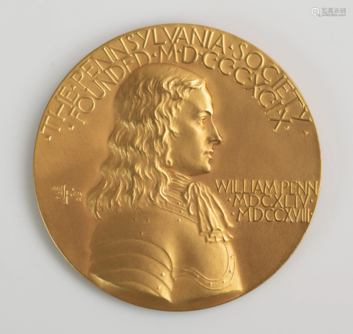14K YG William Penn Medal, Medallic Art …