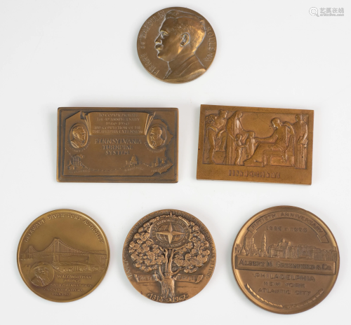 (6) Bronze Medals, Plaques, some Medallic Ar…