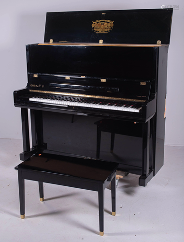 Kimball Ebonized upright piano w/ bench