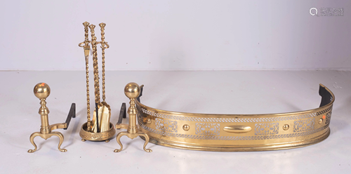 (4) pc brass fireplace equipment