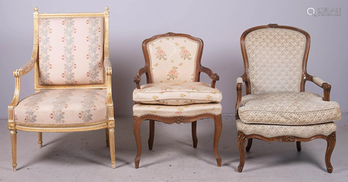 (3) French style carved side chairs