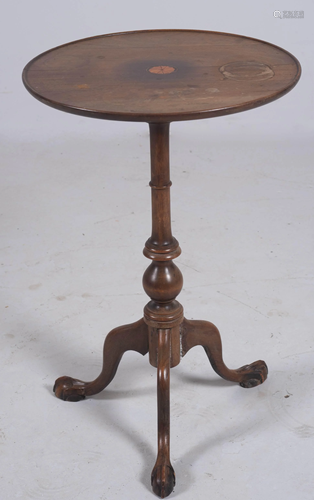 Chippendale style inlaid tilt top candlestand