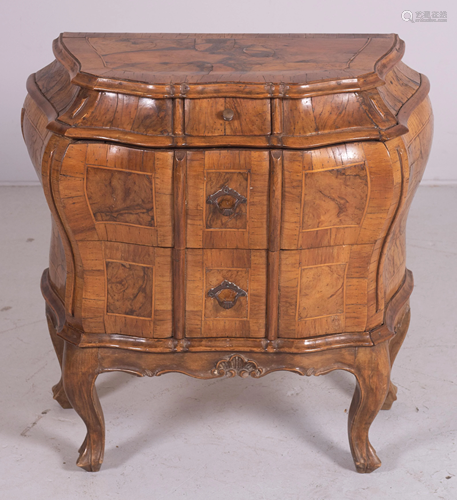 Walnut bombe commode