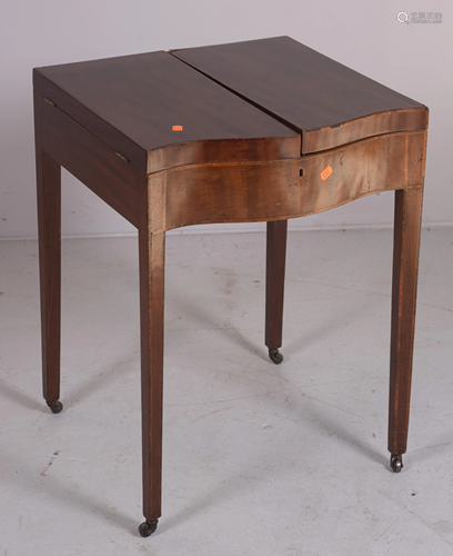 Mahogany inlaid flip top vanity