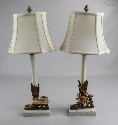 PR Gilt and Marble Table Lamps