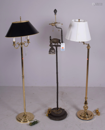 (3) brass floor lamps