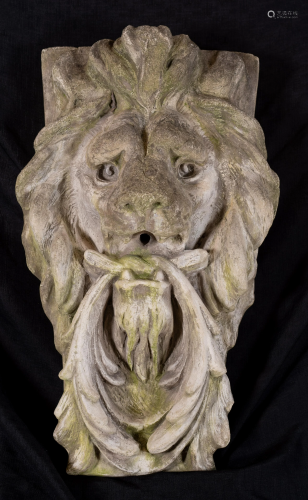 Cement Lion hanging wall fountain