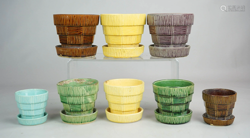 (8) McCoy Basketweave Planters