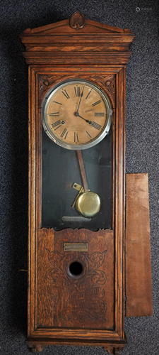 Oak Bundy Time Recording Clock, 55 1/2