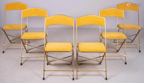 (6) Modern Design gold painted folding chairs