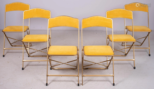 (6) Modern Design gold painted folding chairs