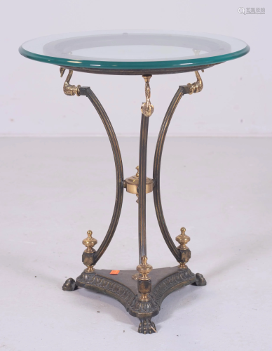 Italian style glass top side table w/ swans