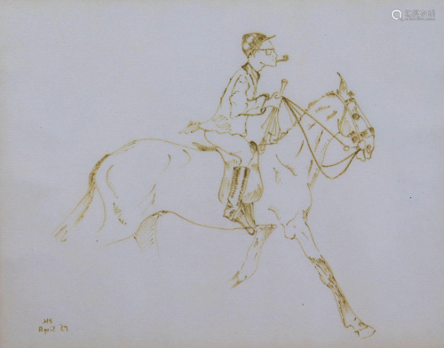 Caricature Drawing of a Man on Horseback