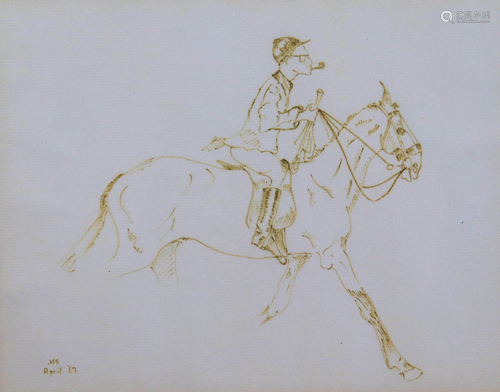 Caricature Drawing of a Man on Horseback