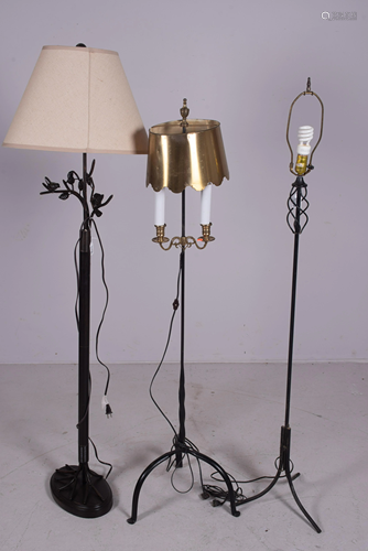 (3) Ebonized floor lights